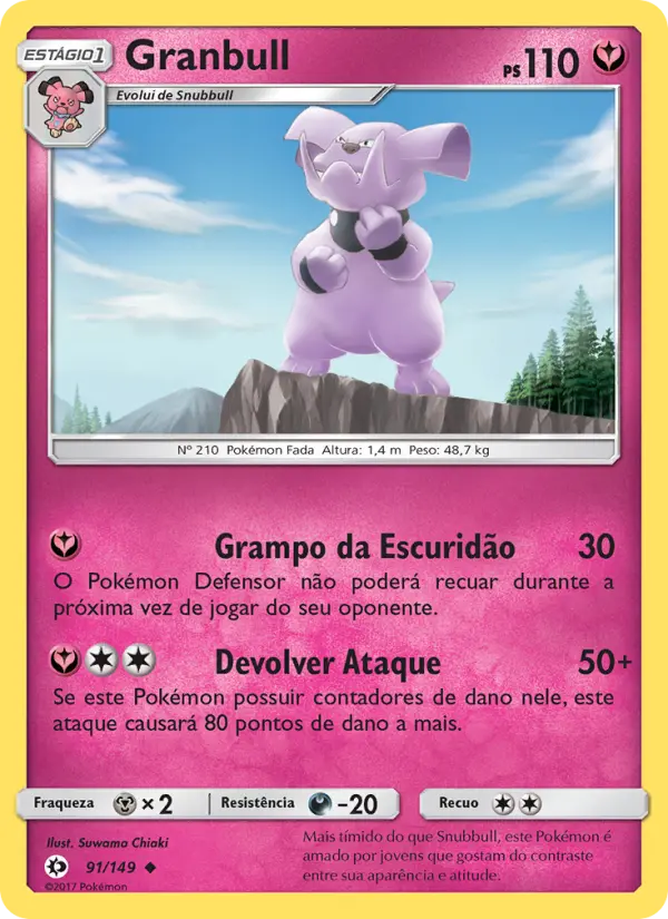 Carta Granbull, número 91/149 da coleção Sol e Lua