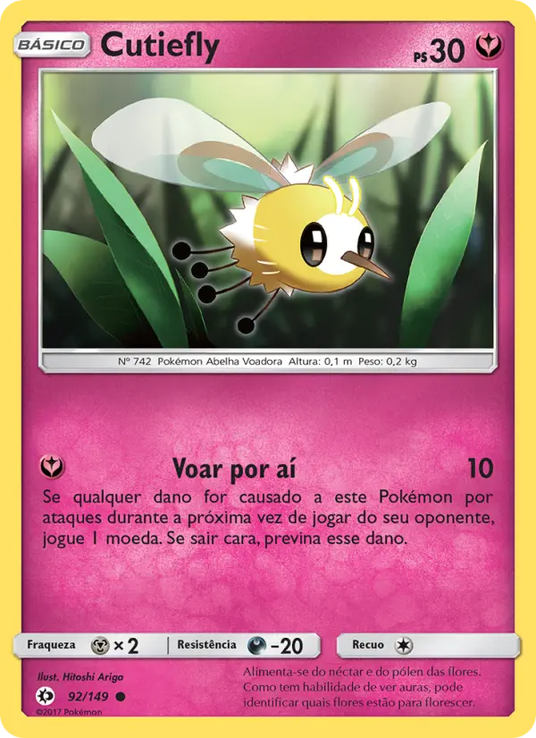Carta Cutiefly, número 92/149 da coleção Sol e Lua