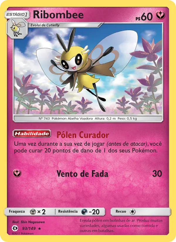 Carta Ribombee, número 93/149 da coleção Sol e Lua