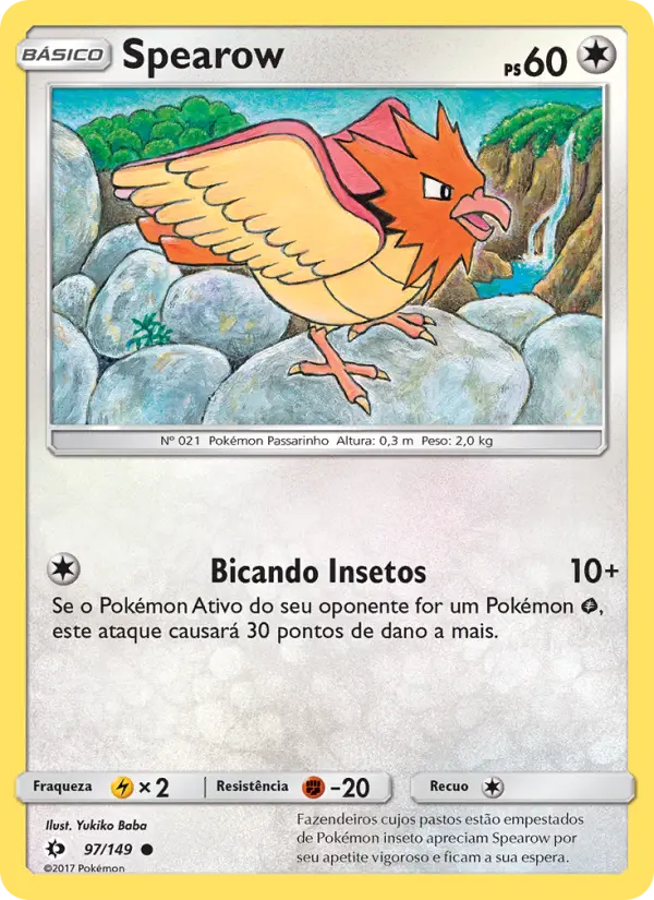 Carta Spearow, número 97/149 da coleção Sol e Lua