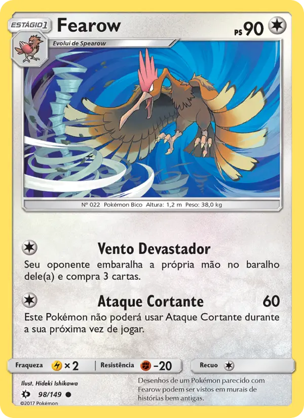 Carta Fearow, número 98/149 da coleção Sol e Lua