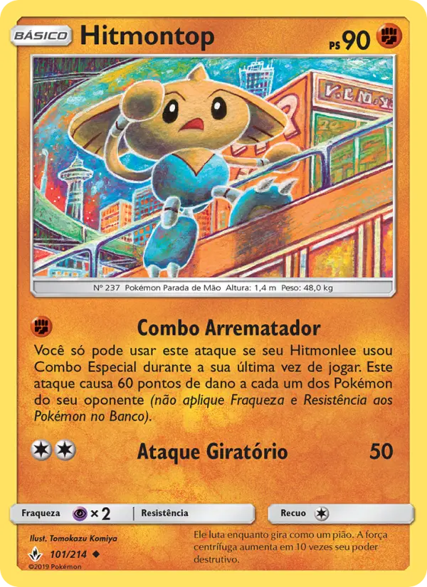Carta Hitmontop, número 101/214 da coleção Elos Inquebráveis