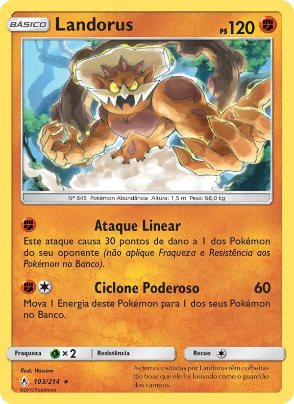 Carta Landorus, número 103/214 da coleção Elos Inquebráveis