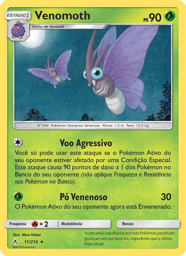 Carta Venomoth, número 11/214 da coleção Elos Inquebráveis