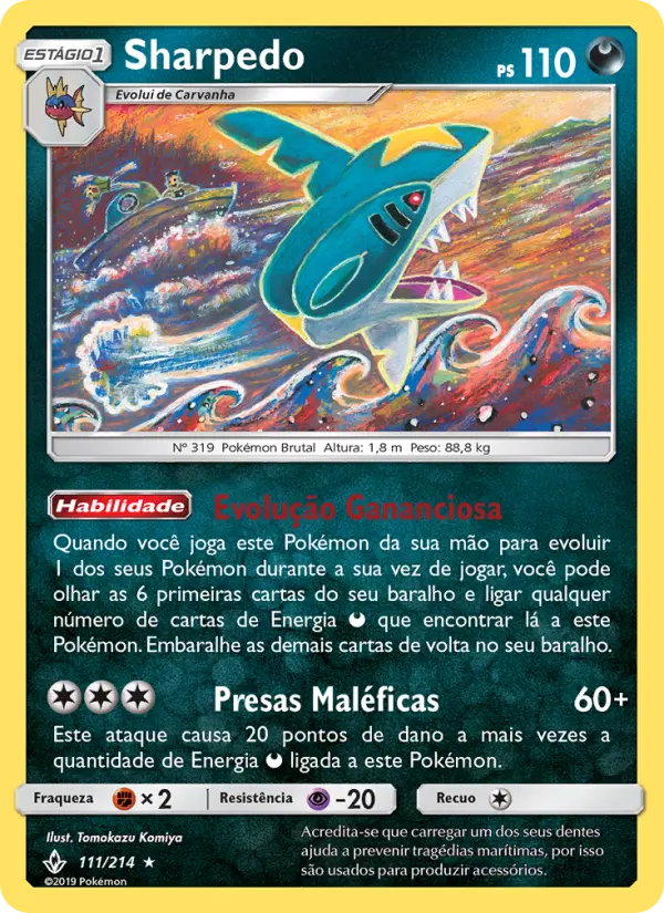 Carta Sharpedo, número 111/214 da coleção Elos Inquebráveis