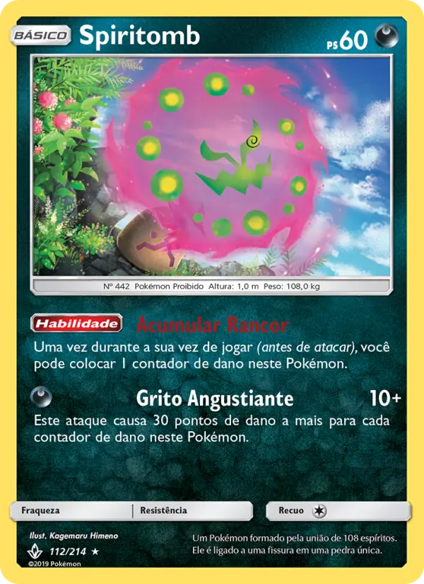 Carta Spiritomb, número 112/214 da coleção Elos Inquebráveis
