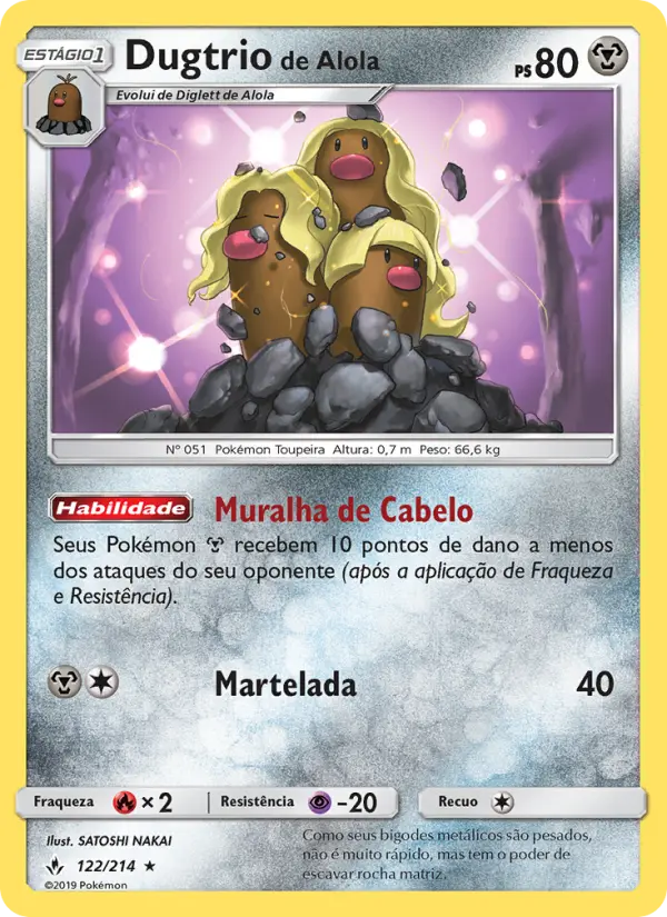 Carta Dugtrio de Alola, número 122/214 da coleção Elos Inquebráveis