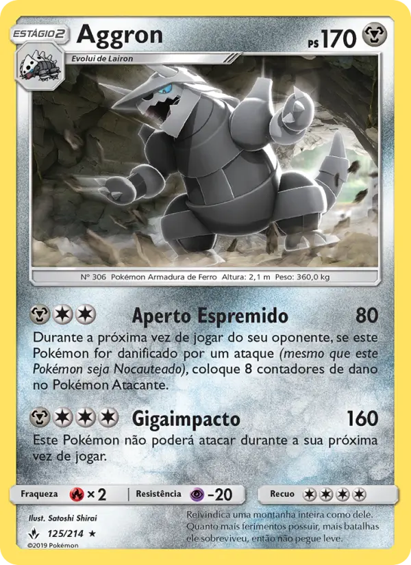 Carta Aggron, número 125/214 da coleção Elos Inquebráveis