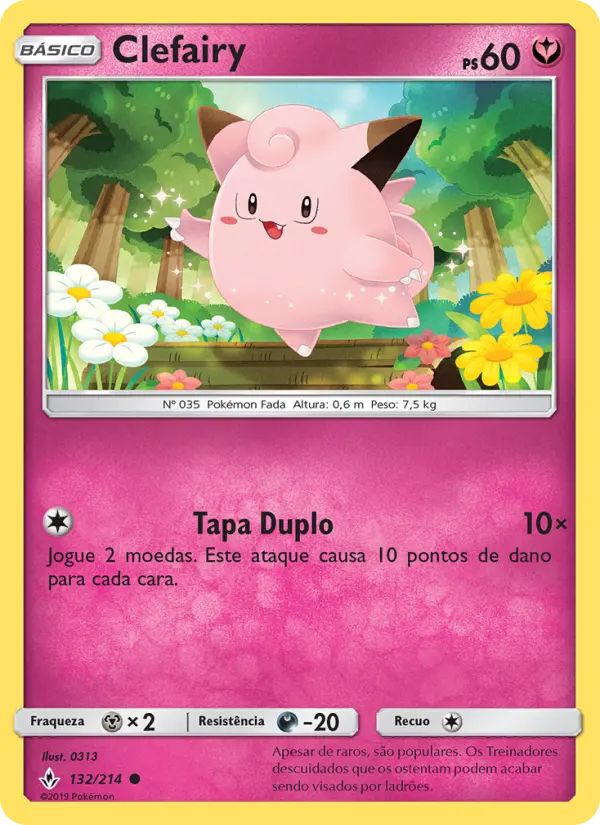Carta Clefairy, número 132/214 da coleção Elos Inquebráveis