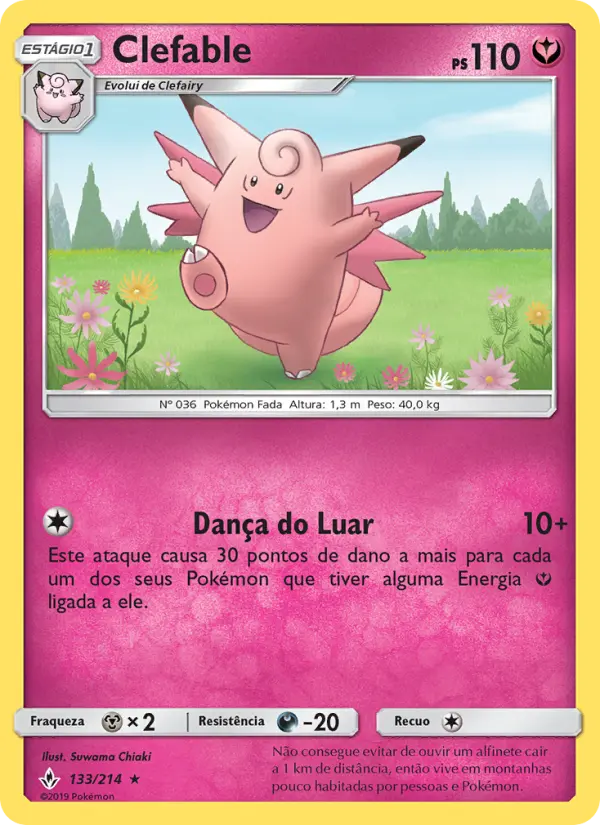 Carta Clefable, número 133/214 da coleção Elos Inquebráveis