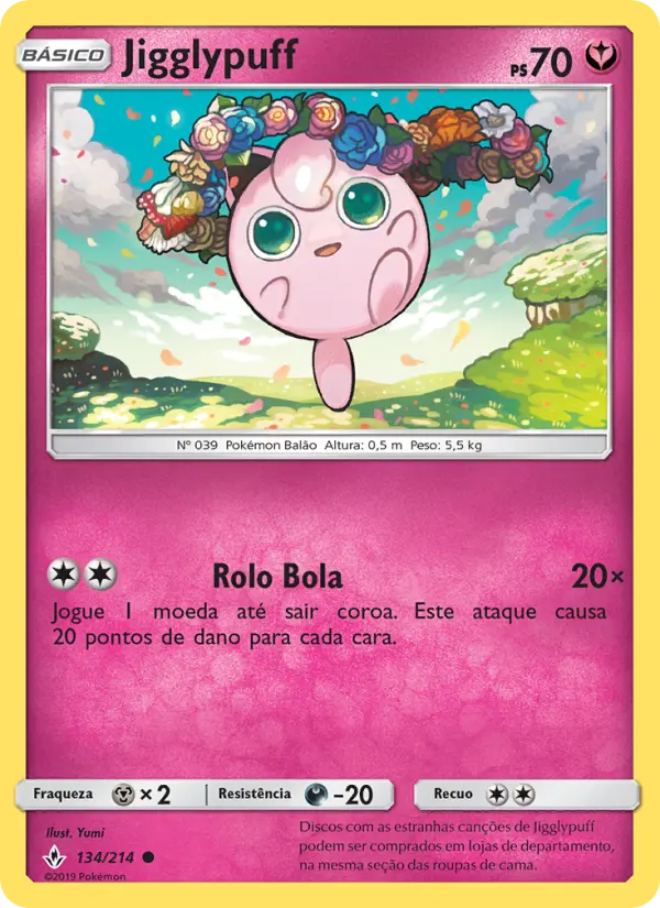 Carta Jigglypuff, número 134/214 da coleção Elos Inquebráveis