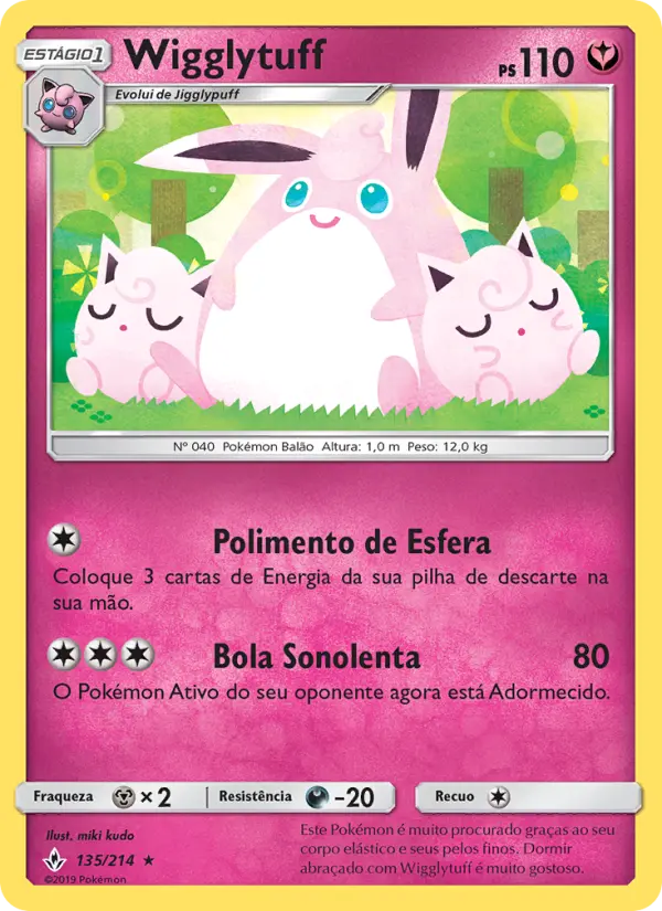 Carta Wigglytuff, número 135/214 da coleção Elos Inquebráveis