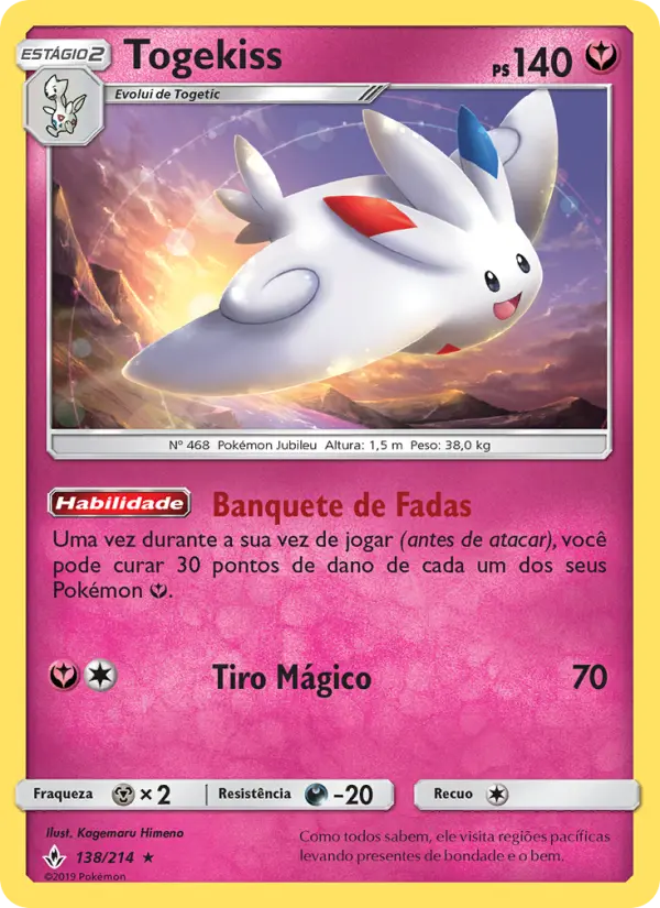 Carta Togekiss, número 138/214 da coleção Elos Inquebráveis