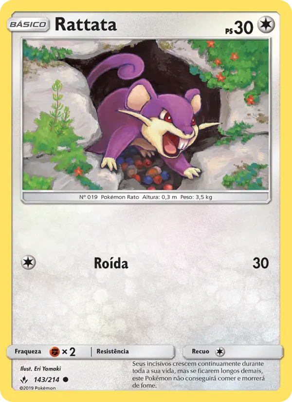Carta Rattata, número 143/214 da coleção Elos Inquebráveis
