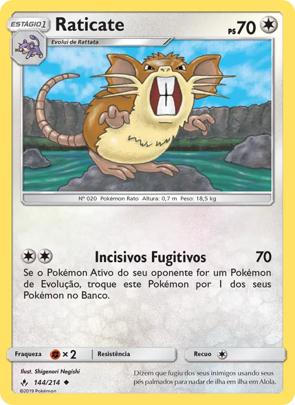 Carta Raticate, número 144/214 da coleção Elos Inquebráveis