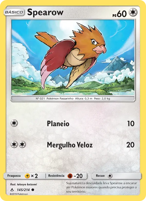 Carta Spearow, número 145/214 da coleção Elos Inquebráveis