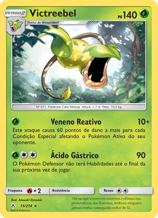 Carta Victreebel, número 15/214 da coleção Elos Inquebráveis