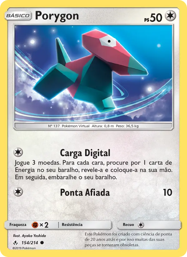 Carta Porygon, número 154/214 da coleção Elos Inquebráveis