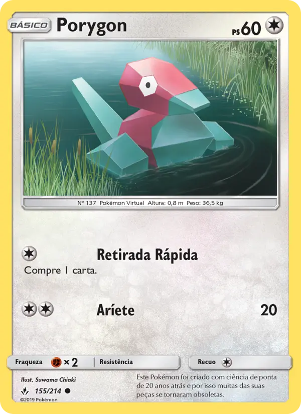 Carta Porygon, número 155/214 da coleção Elos Inquebráveis