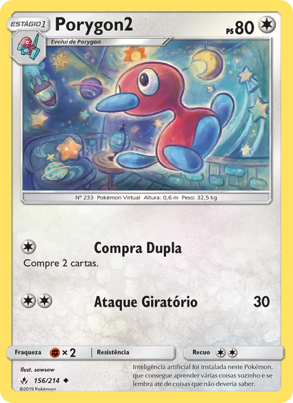Carta Porygon2, número 156/214 da coleção Elos Inquebráveis