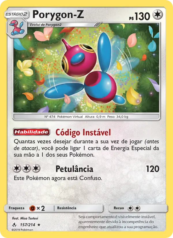 Carta Porygon-Z, número 157/214 da coleção Elos Inquebráveis
