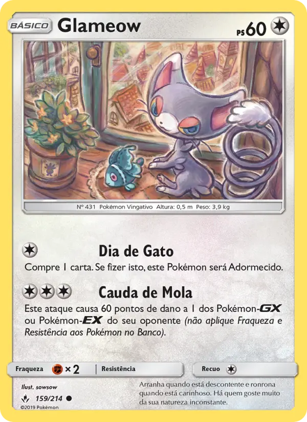 Carta Glameow, número 159/214 da coleção Elos Inquebráveis