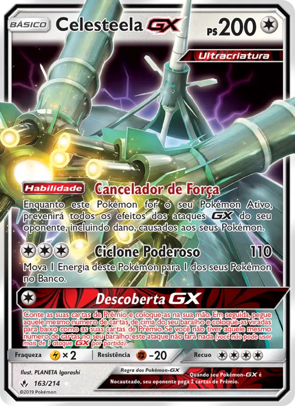 Carta Celesteela GX, número 163/214 da coleção Elos Inquebráveis