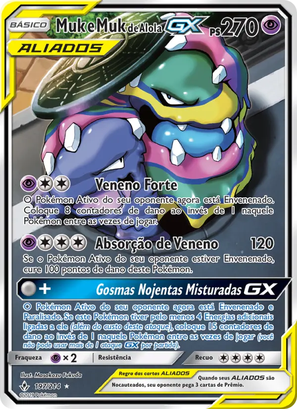 Carta Muk e Muk de Alola GX, número 197/214 da coleção Elos Inquebráveis