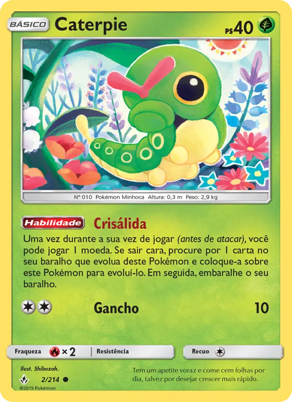 Carta Caterpie, número 2/214 da coleção Elos Inquebráveis