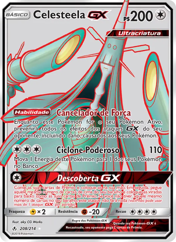 Carta Celesteela GX, número 208/214 da coleção Elos Inquebráveis