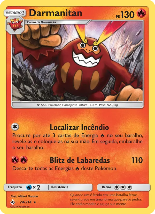 Carta Darmanitan, número 24/214 da coleção Elos Inquebráveis