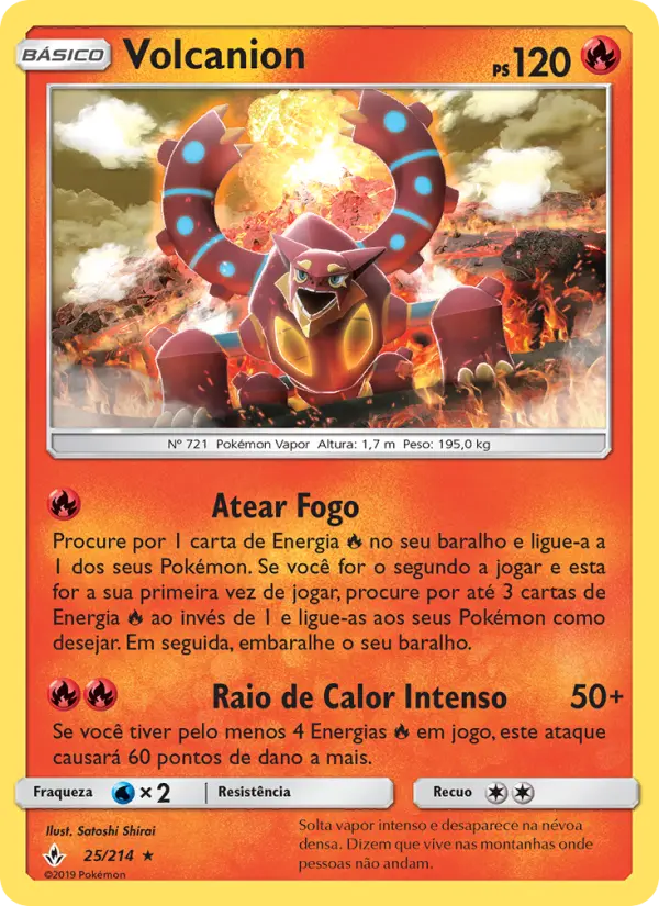 Carta Volcanion, número 25/214 da coleção Elos Inquebráveis