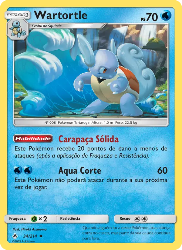 Carta Wartortle, número 34/214 da coleção Elos Inquebráveis