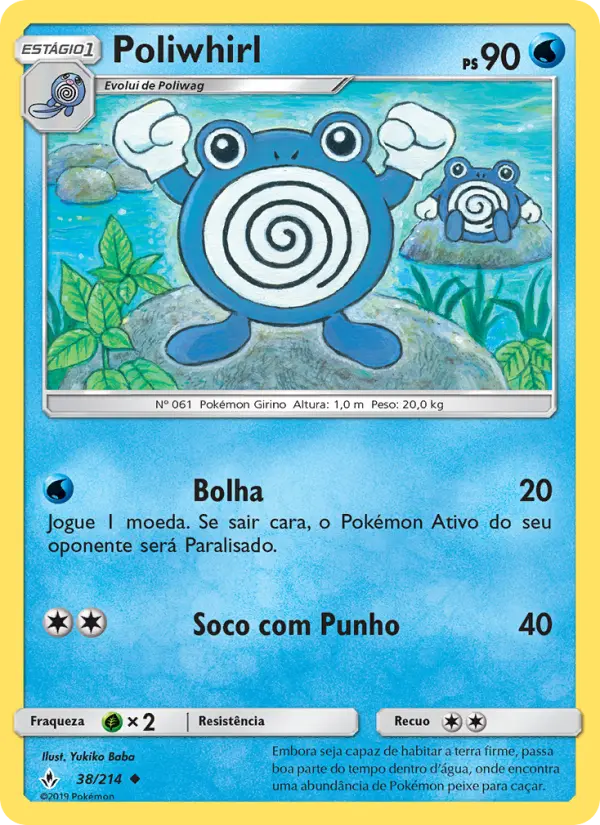 Carta Poliwhirl, número 38/214 da coleção Elos Inquebráveis