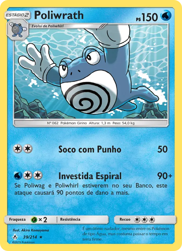 Carta Poliwrath, número 39/214 da coleção Elos Inquebráveis