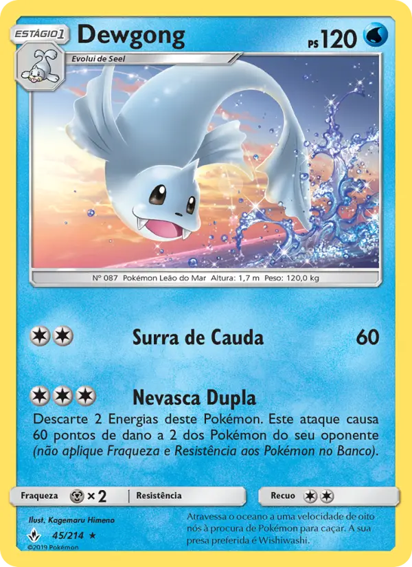 Carta Dewgong, número 45/214 da coleção Elos Inquebráveis