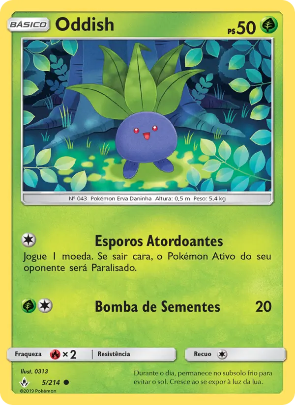 Carta Oddish, número 5/214 da coleção Elos Inquebráveis