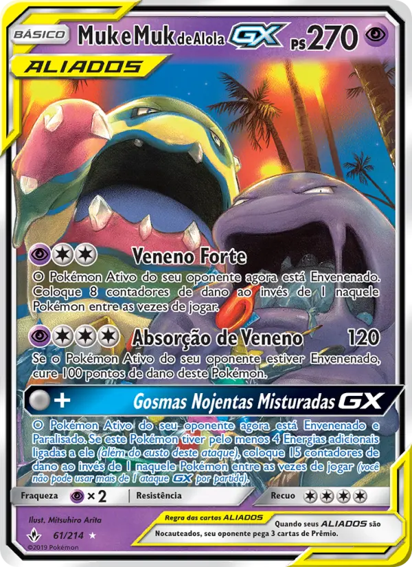 Carta Muk e Muk de Alola GX, número 61/214 da coleção Elos Inquebráveis