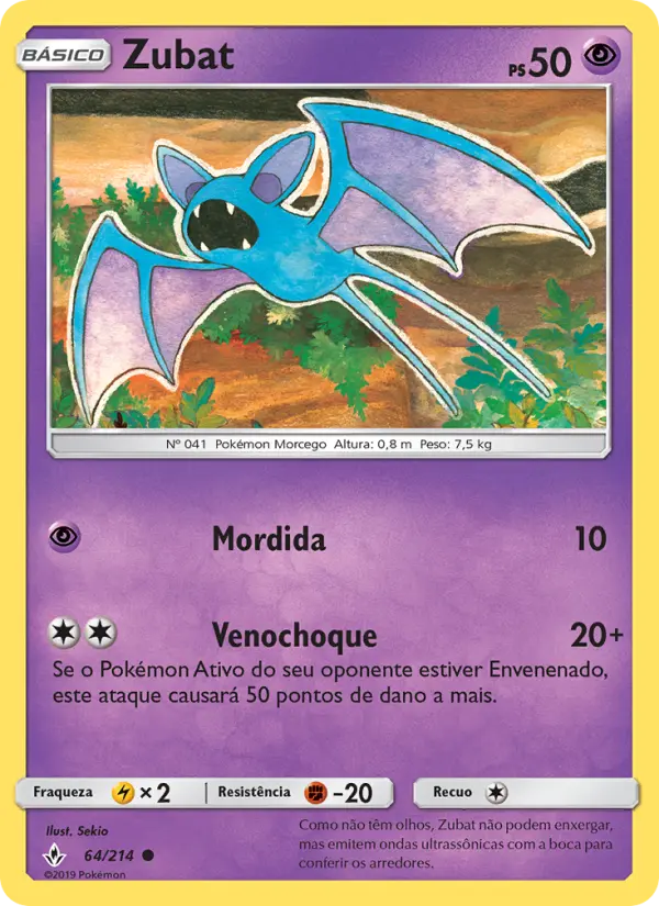 Carta Zubat, número 64/214 da coleção Elos Inquebráveis