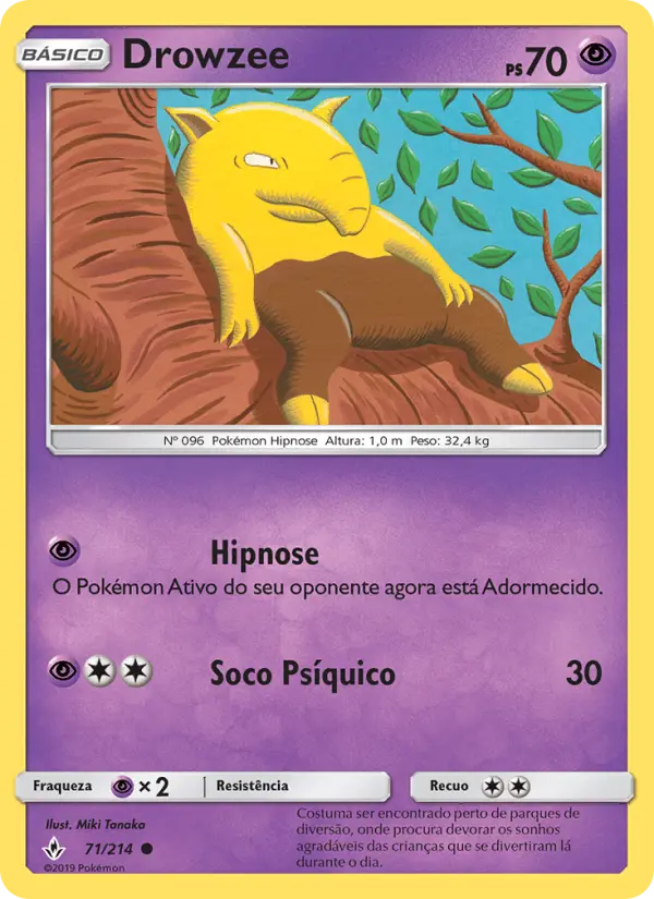 Carta Drowzee, número 71/214 da coleção Elos Inquebráveis