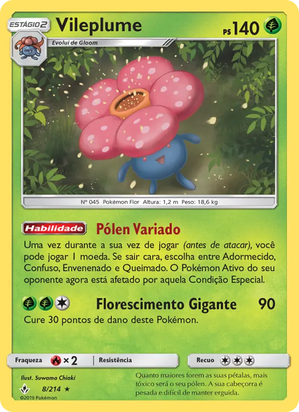 Carta Vileplume, número 8/214 da coleção Elos Inquebráveis