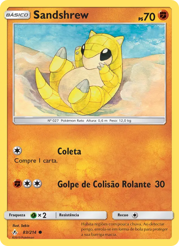 Carta Sandshrew, número 83/214 da coleção Elos Inquebráveis