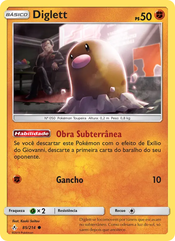 Carta Diglett, número 85/214 da coleção Elos Inquebráveis