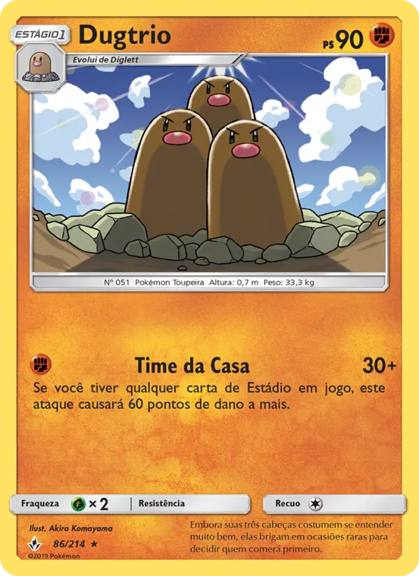 Carta Dugtrio, número 86/214 da coleção Elos Inquebráveis
