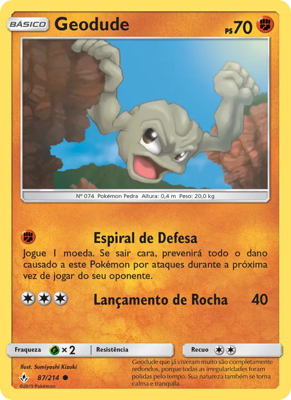 Carta Geodude, número 87/214 da coleção Elos Inquebráveis