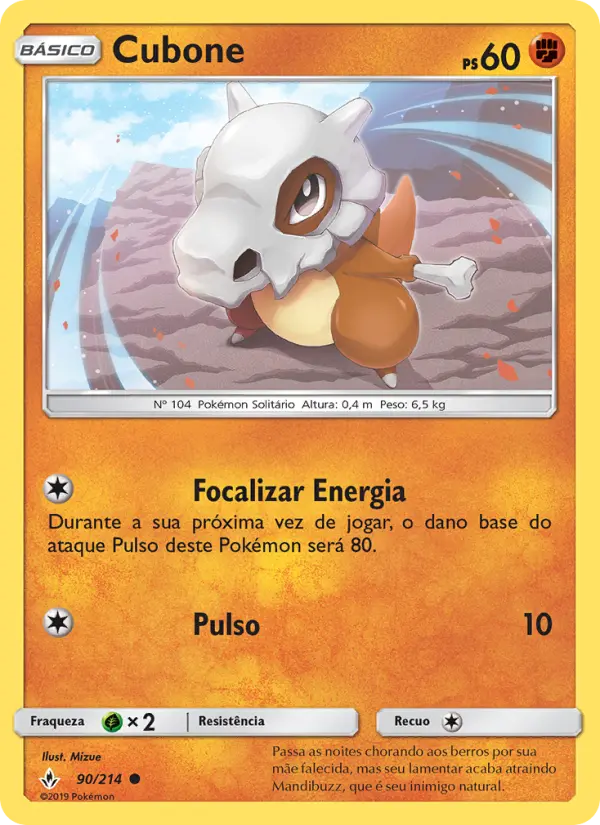 Carta Cubone, número 90/214 da coleção Elos Inquebráveis