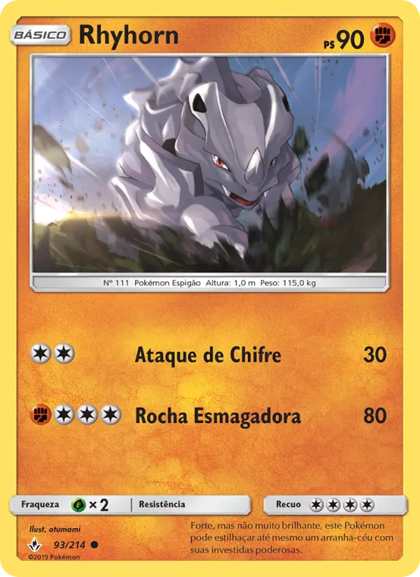 Carta Rhyhorn, número 93/214 da coleção Elos Inquebráveis