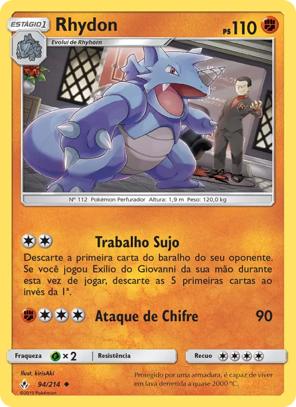 Carta Rhydon, número 94/214 da coleção Elos Inquebráveis