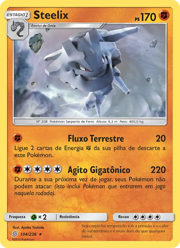Carta Steelix, número 104/236 da coleção Sintonia Mental