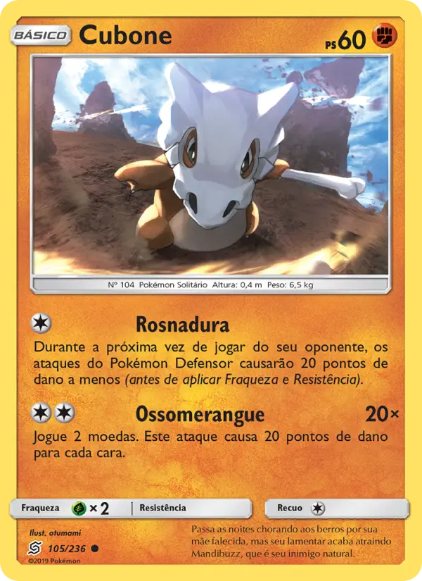 Carta Cubone, número 105/236 da coleção Sintonia Mental